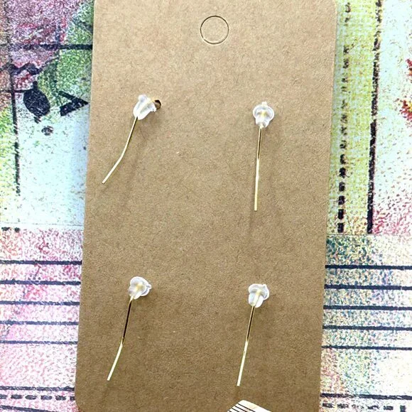 New 2 Bundle Lot Gold Pretty in Pink Enamel Flower Earrings Pierced - Picture 4 of 10